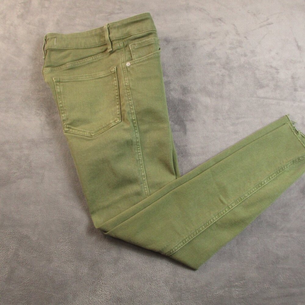 We The Free Skinny Stretch Denim Jean Women‎ 27 Army Green Fray Raw Hem